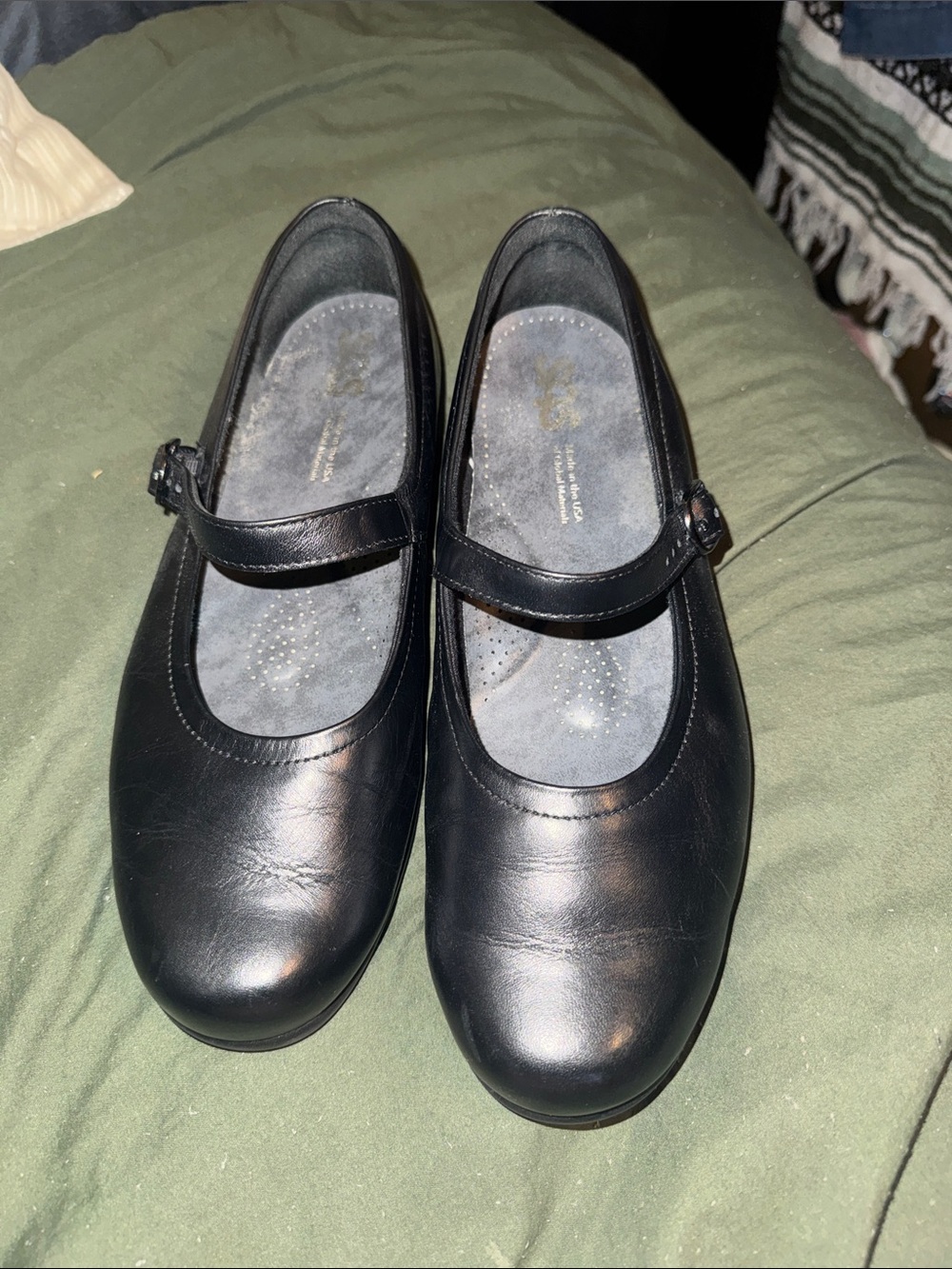 SAS Black Mary Jane Flats with Adjustable Strap